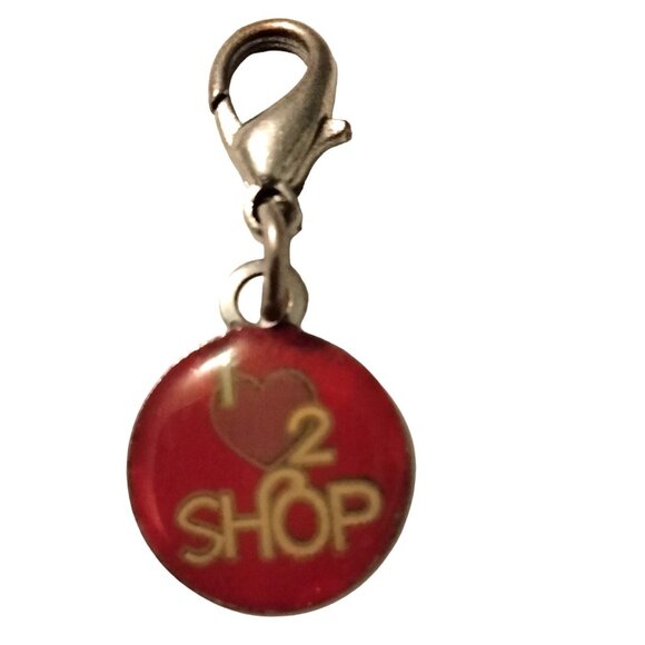 I love to Shop Heart Charm Lobster Clip on Valentine Jewelry - Picture 1 of 3